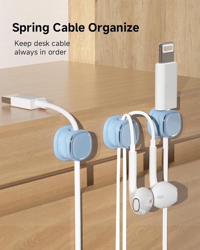 9 Pack Cord Organizer, Spring Cable Management, Adhesive Cute Cable Holder Clips - Image 2