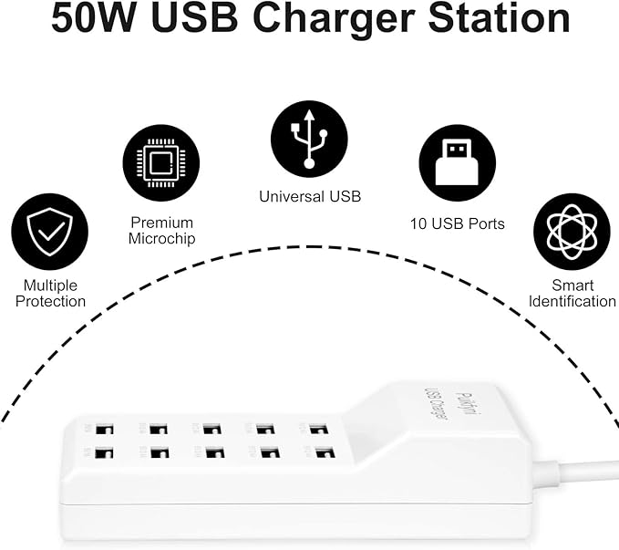 10-Port USB Charger Station, Smart Multiple Charging Block/USB Power Strip - Image 4