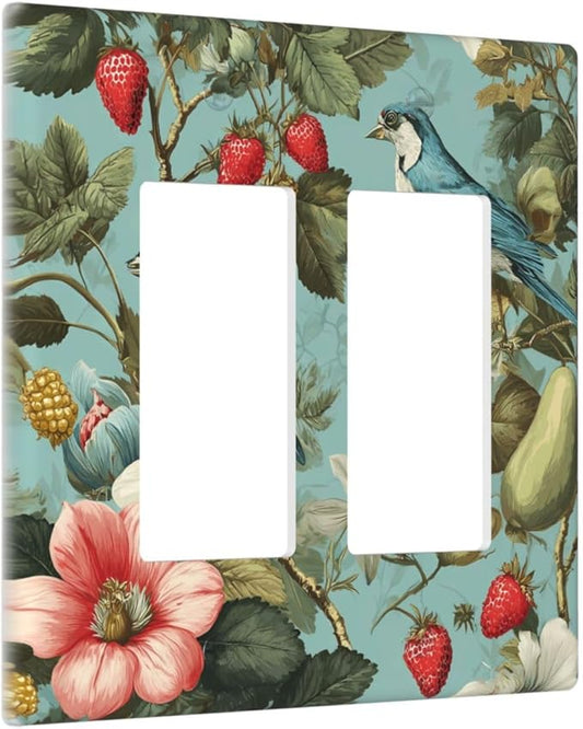 Bvtewkhz William Morris Flower 2 Gang Double Rocker Wall Plate Cover Decorative by Unknown