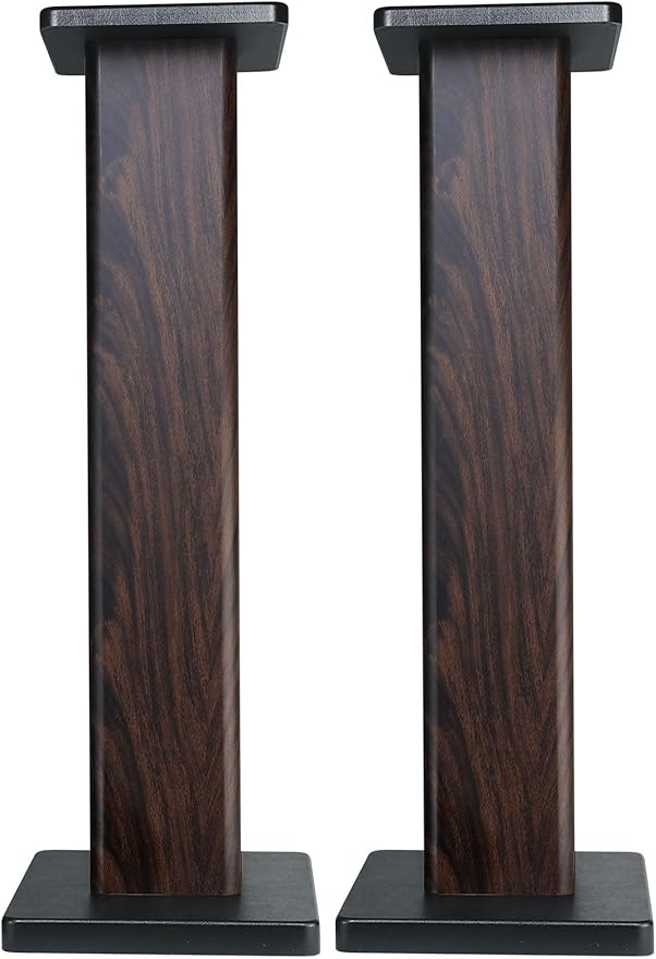 Rockville Pair RHT28D 28" Bookshelf Speaker Stands, Dark Wood Grain, 60 lbs - Image 3
