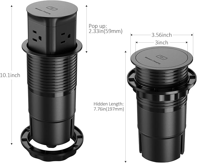 Jgstkcity Pop Up Outlet with 15W Wireless Charger, 4 Outlets 15A, Splash - Image 8