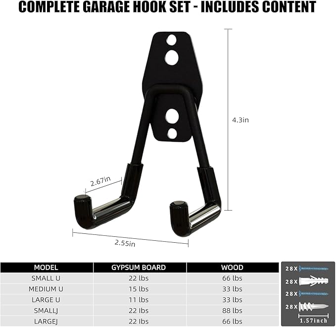 CRXCRC 6-Pack Small Square Heavy Duty Garage Hooks, Utility Room Storage - Image 2