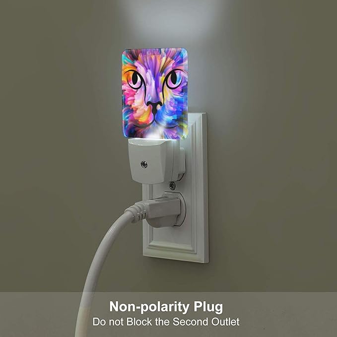 FSHVQKD Colorful Cat Face Night Light, Plug Into Wall Decor - Image 5