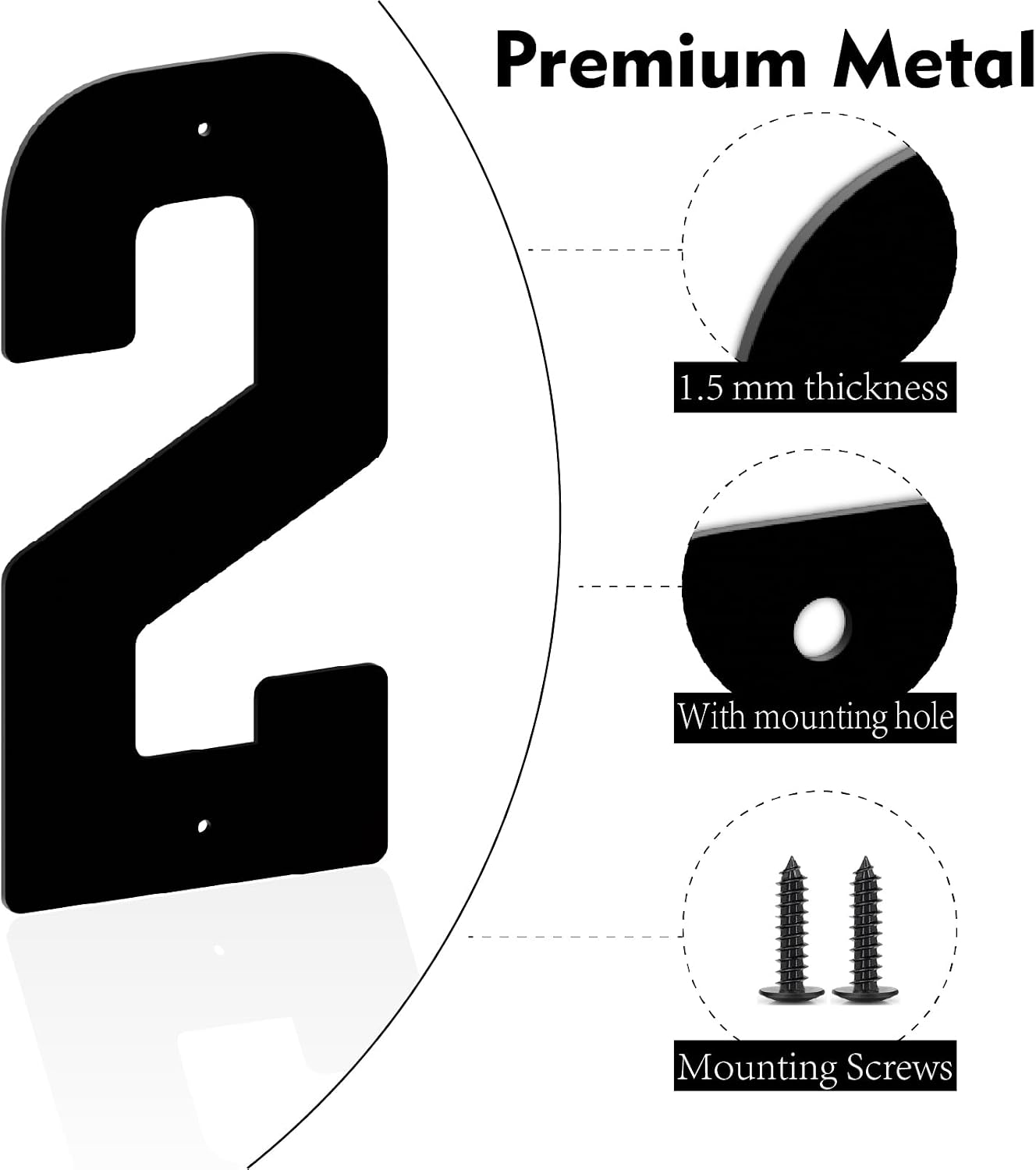 12 Inch 3 PCS Custom Large House Numbers, Modern House Address Number Letters, Metal Door Number, Large Black Address Letters Numbers for Home Street Apartment Outside