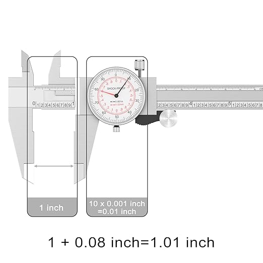 HDLNKAK Dial Caliper 0-6"/150mm Dual Reading Scale, Inch/Metric SAE Standard - Image 2