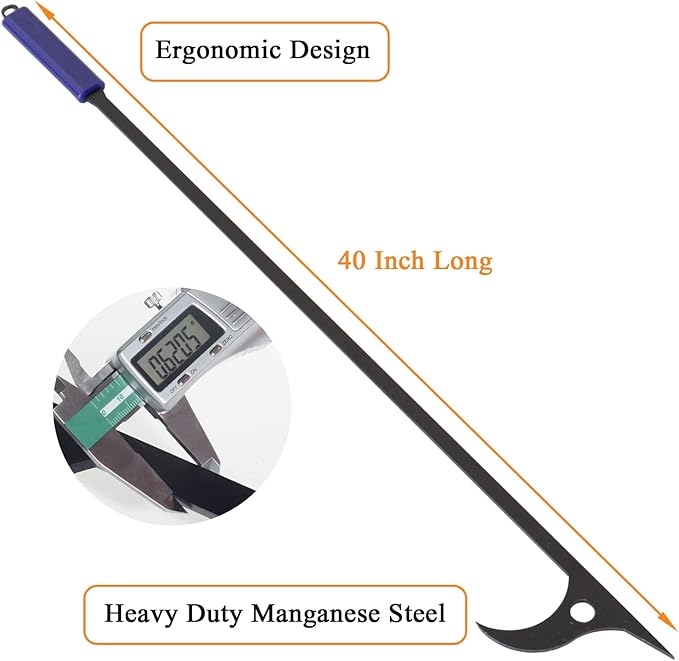 40" Fire Log Tongs Firewood Grabber and Fire Poker Set, Large Fire Pit Tool - Image 5