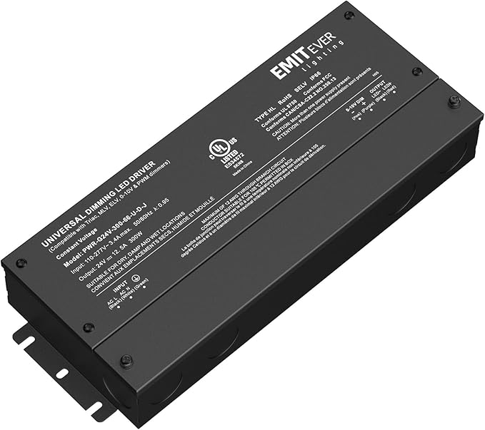 EMITEVER Dimmable Led Driver, 300W AC 110V-277V to DC 24V Transformer, 5-in-1 by EMITEVER