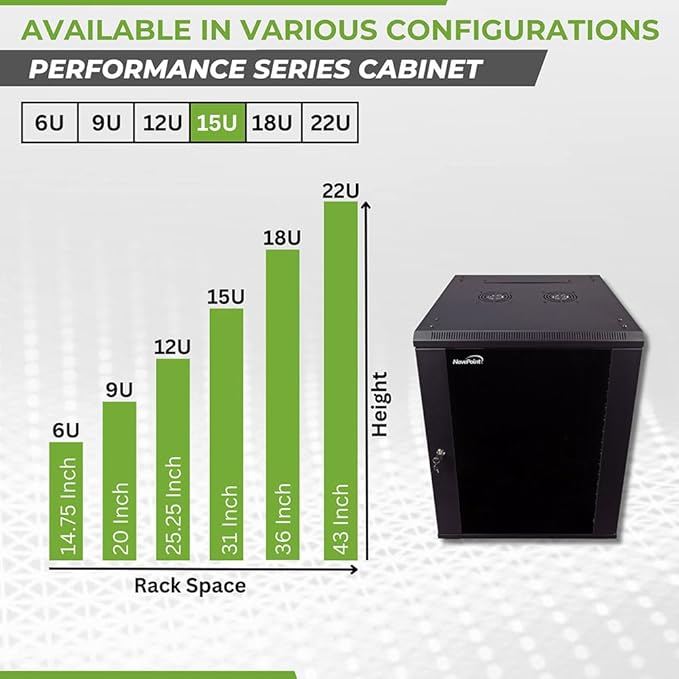 NavePoint 15U Server Cabinet Wall Mount Rack Enclosure - Image 3