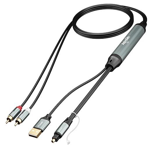 Adoreen Unidirectional 2 RCA Input to SPDIF/Toslink Output Optical Adapter by Adoreen