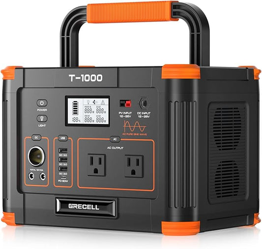 GRECELL 999Wh Solar Generator 1000W, Portable Power Station by GRECELLPOWERSTATION