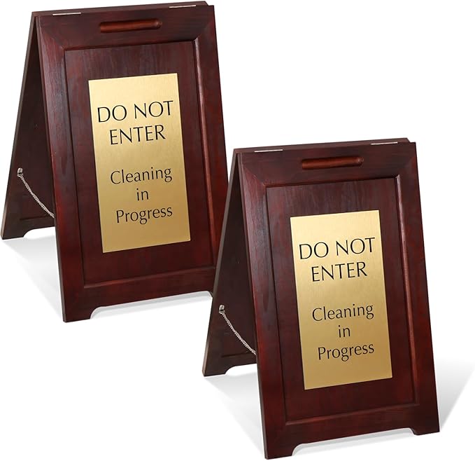 SmartSign Premium "Do Not Enter Cleaning in Progress" Wooden A-Frame Standing by SmartSign