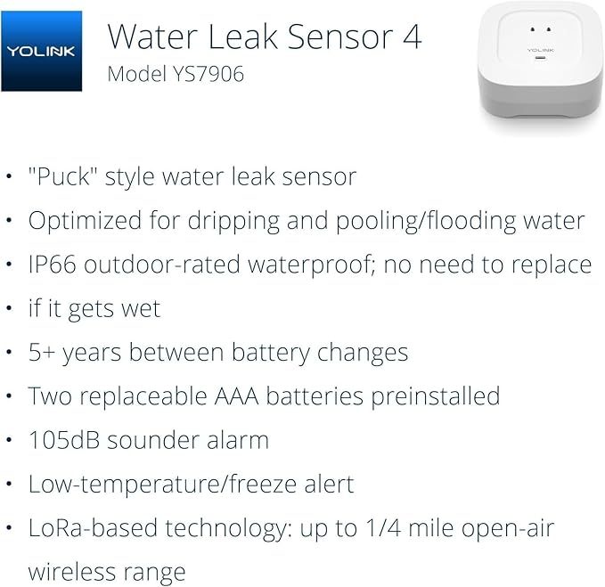 YoLink Water Leak Starter Kit: Hub + 6 Leak Sensor 4, LoRa Long-Range, - Image 2