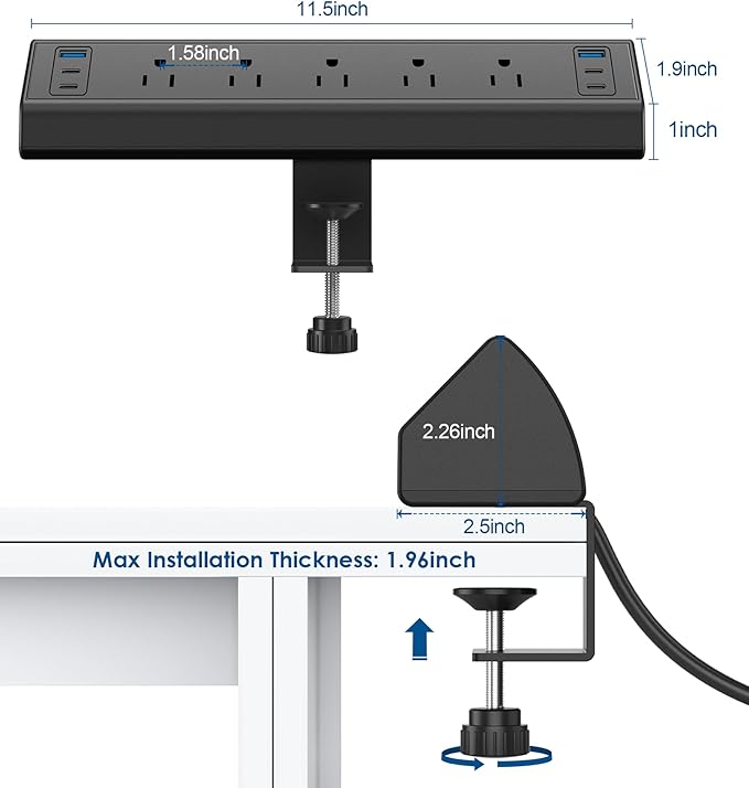 Jgstkcity Desk Clamp Power Strip USB C, 40W Total Fast Charging Station - Image 7