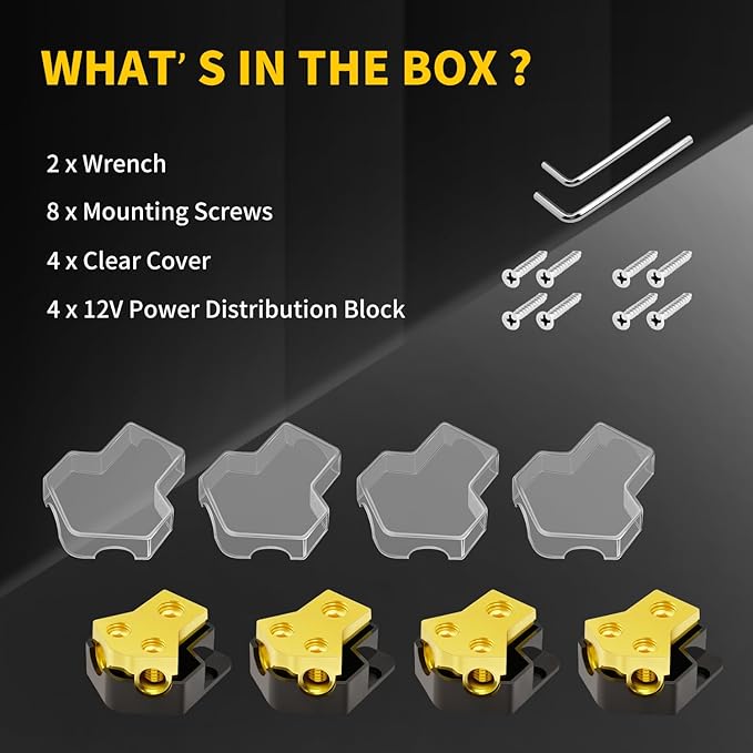 Bolipoeq 12V Power Distribution Block Car Audio 2 Way 0/2/4 Gauge in 4/6/8 - Image 7