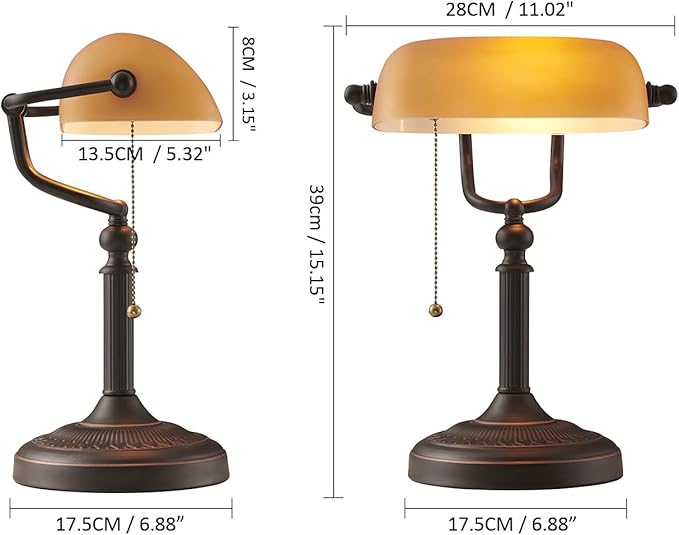 Newrays Matted Orange Glass Bankers Desk Lamp - Image 6