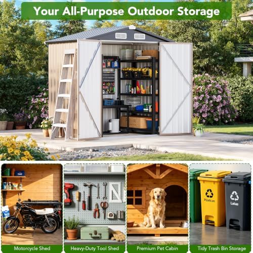 mxv 6x4 ft outdoor metal storage shed, lockable, view 9
