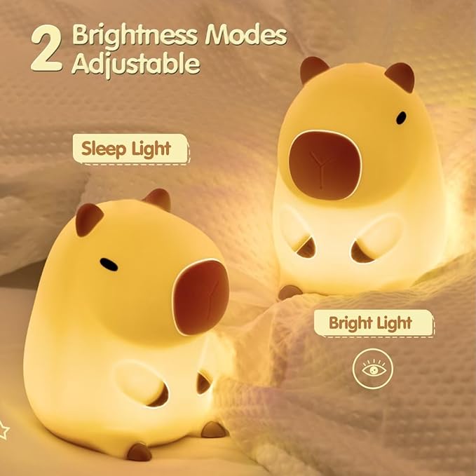 ATSUI Cute Capybara Night Light, LED Squishy Novelty Animal Lamp, Food Grade - Image 3