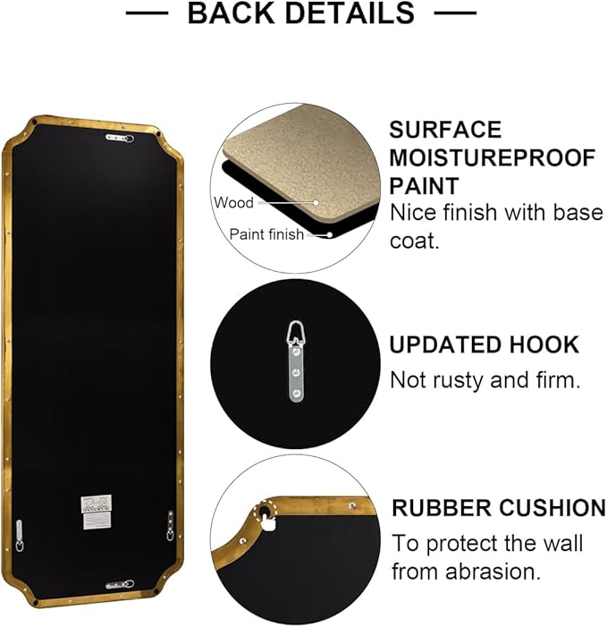 ANDY STAR 18" x 48" Full Length Wall Mirror, Large Brushed Gold Bathroom Mirror - Image 6