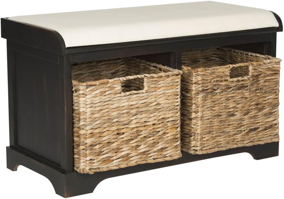 safavieh freddy wood storage bench, 33" farmhouse brown, main product view