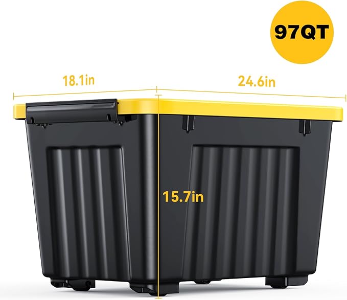 Nazhura 97 Quart Plastic Storage Bin, Stackable and Nestable Storage Boxes - Image 2