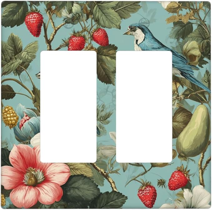 Bvtewkhz William Morris Flower 2 Gang Double Rocker Wall Plate Cover Decorative - Image 2