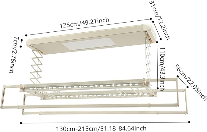banborba Electric Retractable Airing Rack, Ceiling Mounted Clothes Drying Rack - Image 4