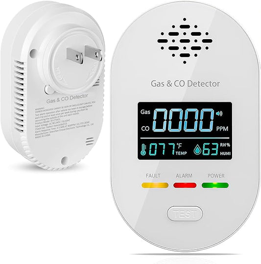 4-in-1 Natural Gas Leak Detector & Carbon Monoxide Detectors, Plug in CO and by Bestechy