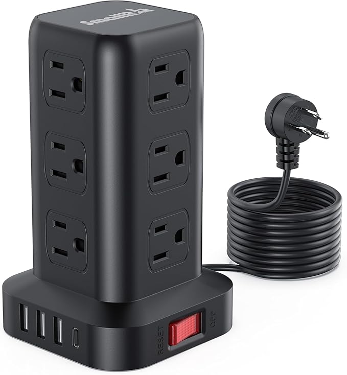 Surge Protector Power Strip Tower, 10FT Extension Cord by SMALLRT