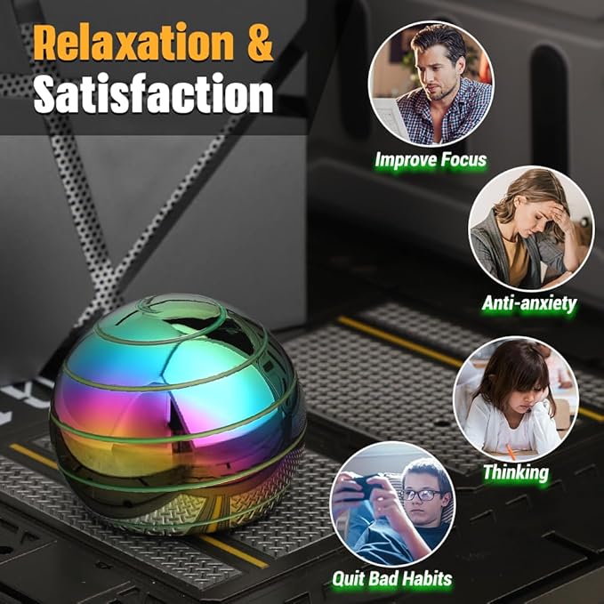 Luminous Kinetic Spinning Desk Toys, Metal Full Body Optical Illusion Fidget - Image 7