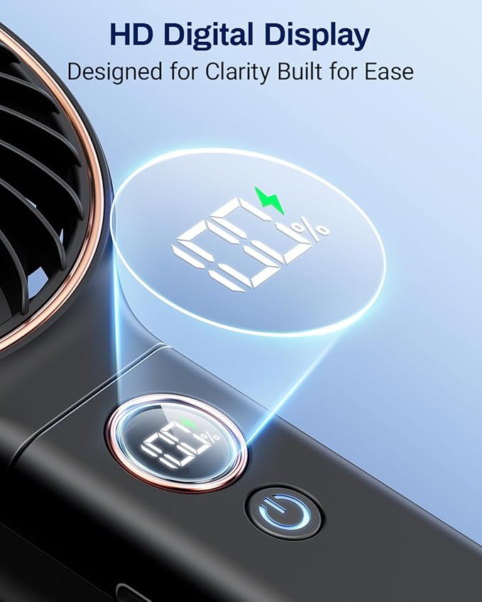 SWEETFULL Handheld Portable Fan, 5000mAh Rechargeable Battery, 6 Speed Wind - Image 4