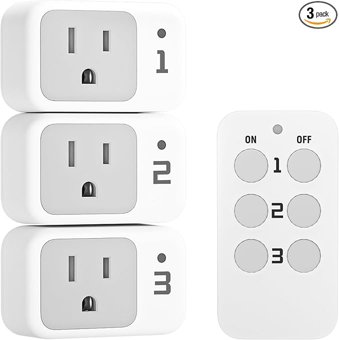 Remote Control Outlet, TESSAN Electrical Light Switch, Plug in Wall Plug by TESSAN