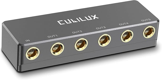Cubilux 5-Way Quarter Inch Signal Splitter, Passive 1/4” Audio Splitter by Cubilux