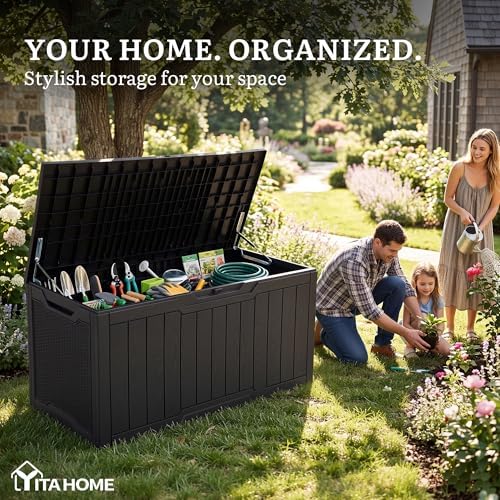 yitahome 100 gallon large outdoor deck box, close-up detail