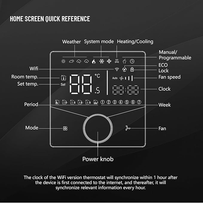 WiFi Central AC Thermostat Energy Saving Control Wall Mounted Programmable - Image 9