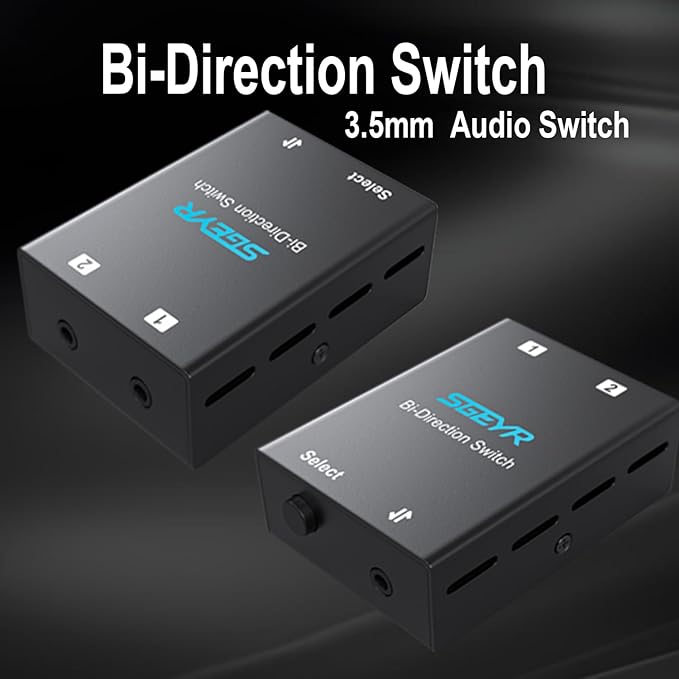SGEYR Audio Switcher 3.5mm Bi-Direction Switch 2-in-1 Out/ 1-in-2 Out Audio - Image 8