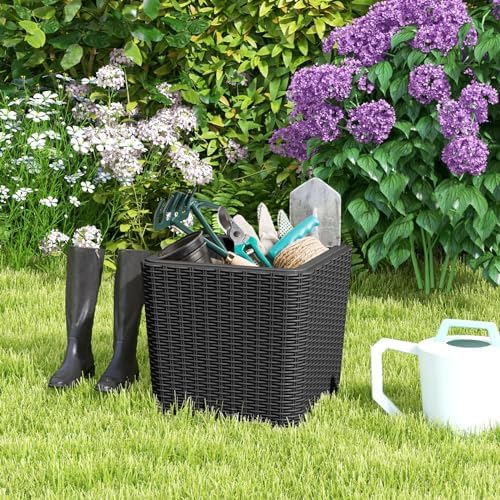 giantex 11.5 gallon deck box, outdoor side table, front angle view