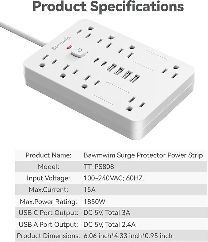 Bawmwim Surge Protector Power Strip - Image 9