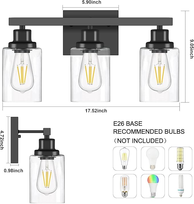 DIKAIDA 3-Light Bathroom Light Fixtures, Modern Bathroom Wall Lights Over Mirror - Image 5