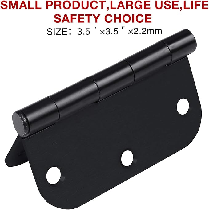 Rounded Door Hinges 3-1/2" x 3.5 Inch, 5/8 Radius, Matte Black 3 ½" 36 Pack No - Image 5