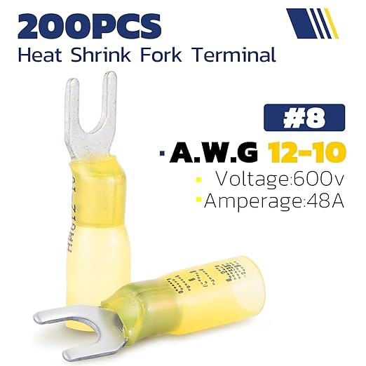 haisstronica 120PCS Heat Shrink Fork Spade Connectors #8 Waterproof Marine - Image 2
