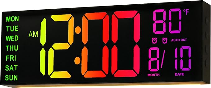 JALL 16" Large Digital Wall Clock, RGB Color by JALL
