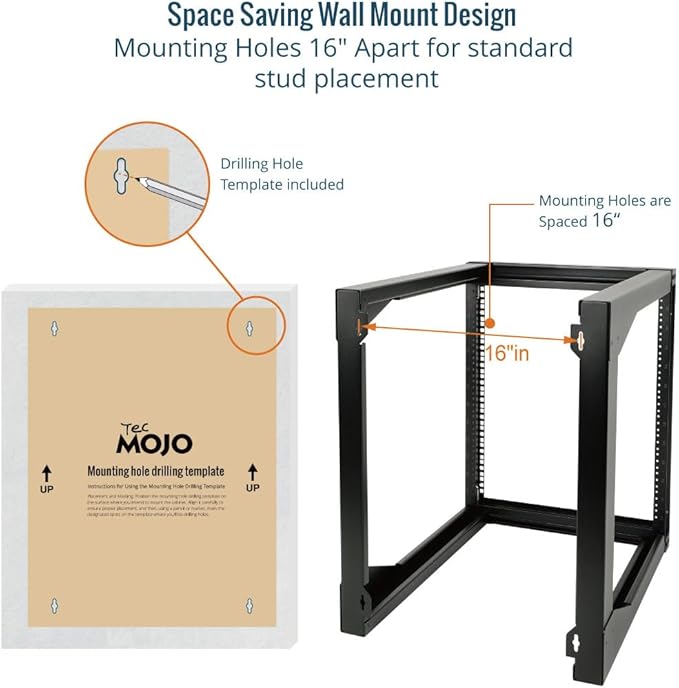 Tecmojo 12U Wall Mount Server Rack, Open Frame Network Rack - Image 4