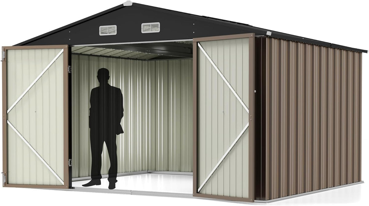greesum 10x8ft outdoor storage shed brown, main product view