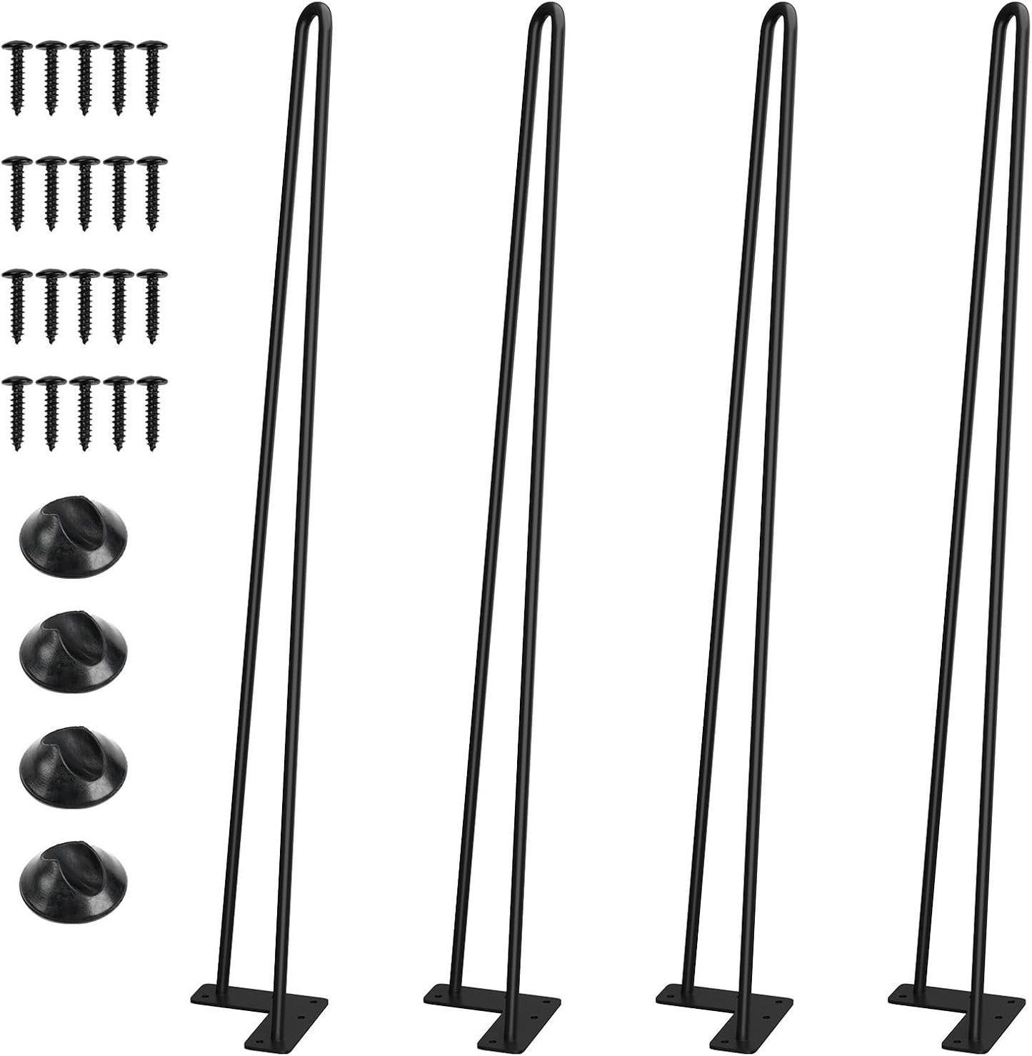 SMARTSTANDARD Hairpin Table Legs 28 Inch, Set of 4, Carbon Steel Black | 3/8" Solid Metal Legs for DIY Bench Desk Chairs Dining End Table - Heavy Duty Furniture Legs with Rubber Floor Protectors