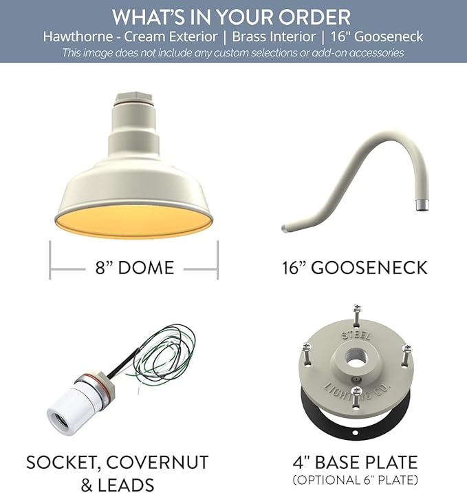 Steel Lighting Co. Hawthorne Barn Light | Outdoor Wall Mounted | 8 inch Dome | - Image 6