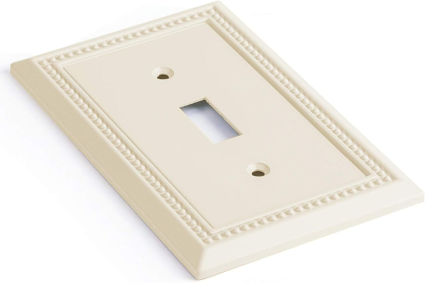 Sunken Pearls Heavy Duty Decorative Wall Plate Switch Plate Outlet Cover, Durable Solid Zinc Alloy (Single Toggle 2PK, Light Almond)