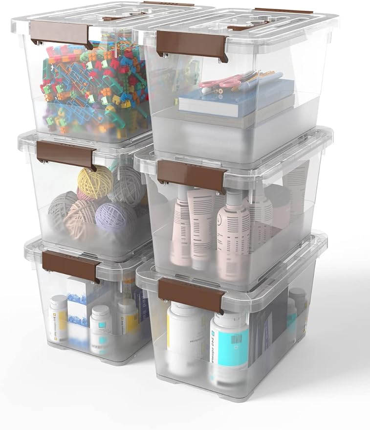 WYT 6-Pack Clear 7 Quart Storage Latch Box/Bins, Plastic Stackable Latching Box - Image 7