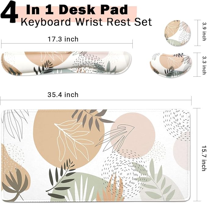 4-in-1 Large Mouse Pad, Keyboard Wrist Rest Pad & Wrist Support Mousepad Set - Image 2