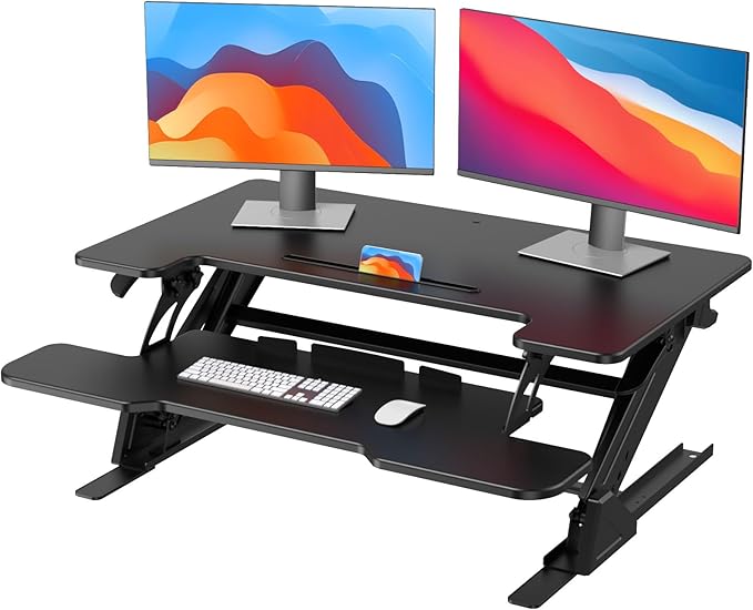 HUANUO 36" Z Shaped Stable Standing Desk Converter, Height Adjustable Sit Stand by HUANUO