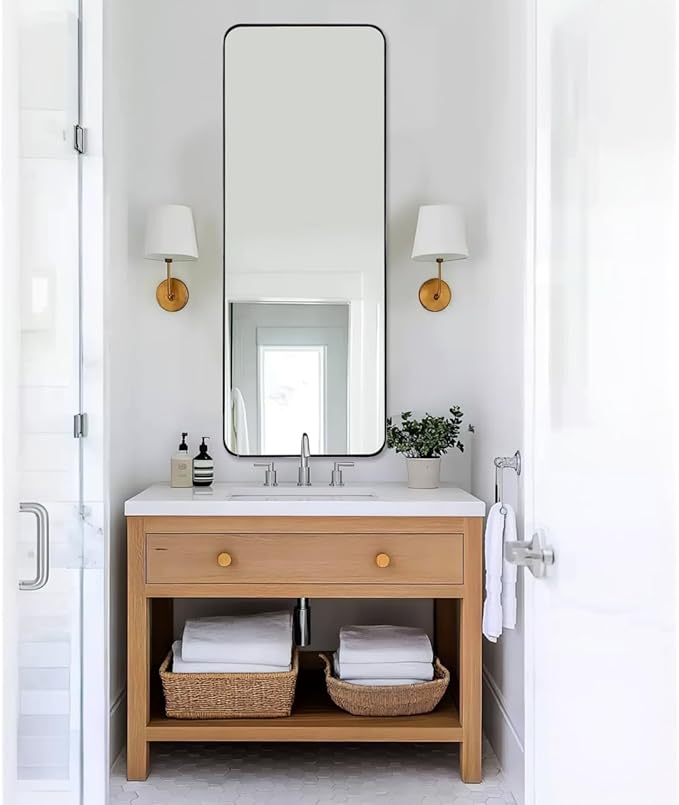 ANDY STAR 18" x 48" Full Length Wall Mirror, Large Polished Chrome Mirror - Image 8